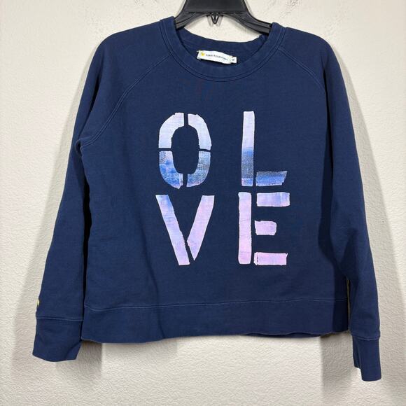 Kerri Rosenthal Medium Olive You Love Graphic Sweatshirt Navy Blue Long Sleeves - Picture 1 of 8
